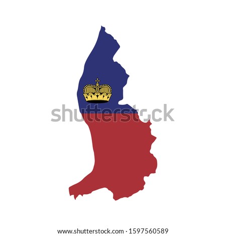 Liechtenstein map country of Europe, European flag illustration, vector isolated on white background