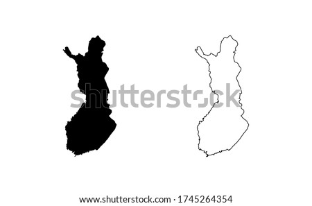 Finland map silhouette line country Europe map illustration vector outline European isolated on white background