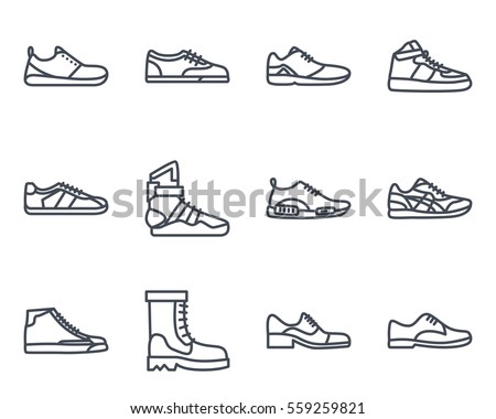 men shoes and sneakers sneakers line icon