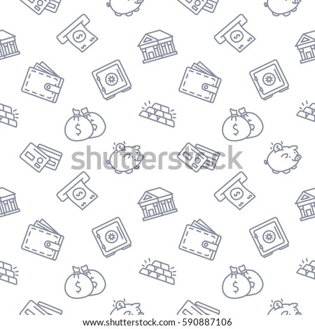 Finance seamless pattern background trendy white