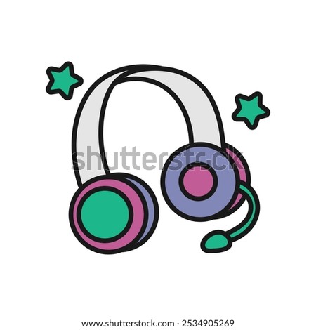 Video Game Hardware Doodle Illustration - Headphone