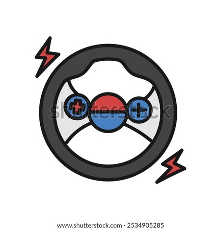 Video Game Hardware Doodle Illustration - Racing Wheel