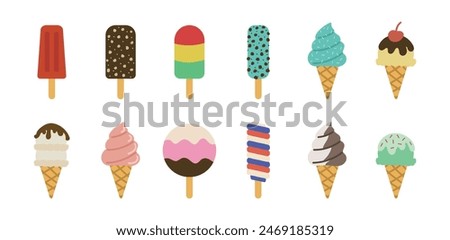 Colorful Ice Cream Illustration Set