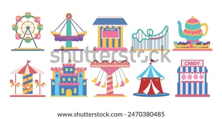 Playful Amusement Park Illustration Set