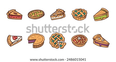 Pie Illustration Set Collection Bundle