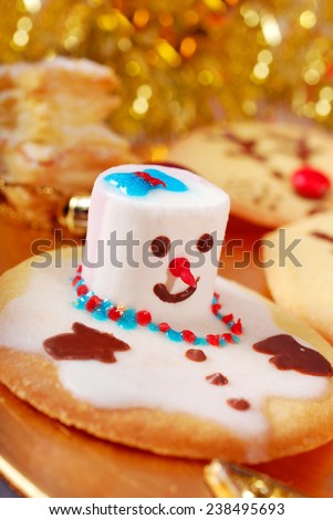 funny snowman and reindeer shaped christmas cookies made by kids