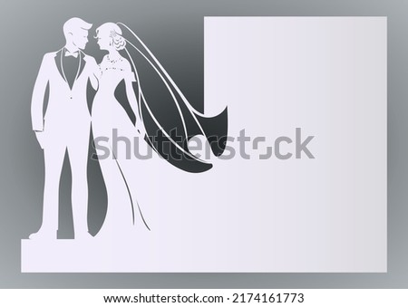 The bride and groom. The black silhouette of bride and groom on a white background. Vector illustration. Photo stock © 