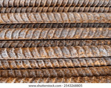 Similar – Image, Stock Photo Stacked up, rusty metal barrels are reflected in puddle