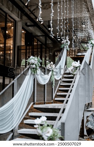 Similar – Image, Stock Photo Lights hang overhead on a clear summer evening