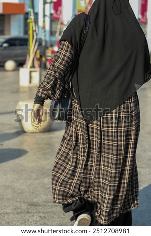 Image, Stock Photo woman walking arround the street in Bilbao city, Spain