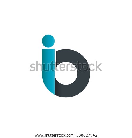 Initial Letter IO Rounded Lowercase Logo Black Blue