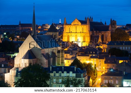 View of Poitiers at a summer night