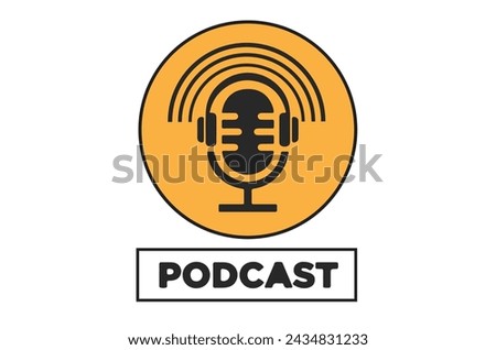 Podcast microphone logo in round circle design 