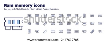 Ram memory icons collection. Duo tone style. Editable stroke, ram, chip, memory, rammemory.