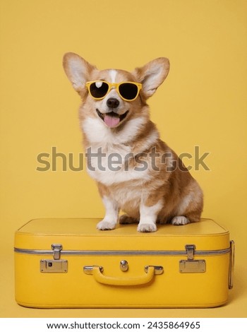 Similar – Image, Stock Photo Cute corgi dog sitting on the floor at home. Corgi dog asking for food from the table and smiling.
