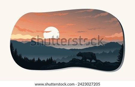 Great smoky national park America vector illustration. Tennessee landmark template in poster background style.