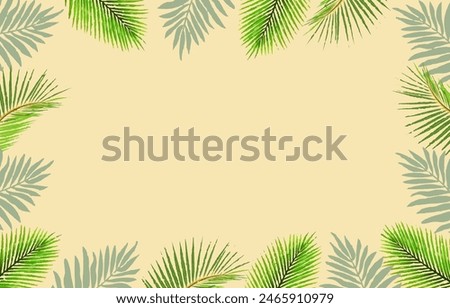 Beautiful Summer Tropical Beach Light Wave Blue and Leaves shadow lay down on sand floor minimal Background Image With Palm Tree Concept Design