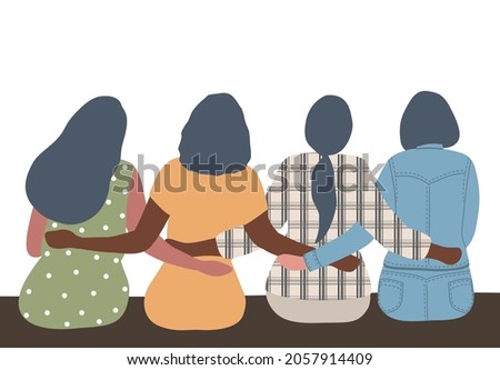 Similar – Image, Stock Photo Black friends sitting back to back in city