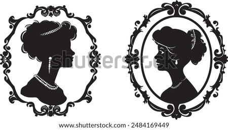 Vector silhouette cameo man and woman 