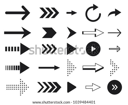Collection arrow silhouette on white background