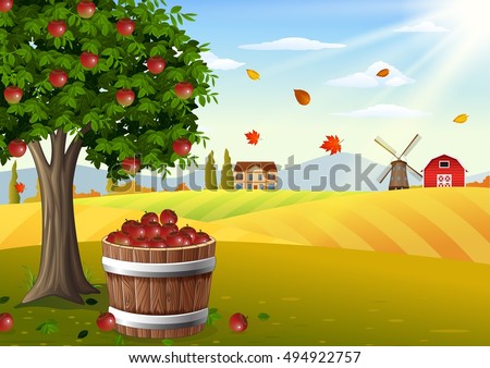Similar – Image, Stock Photo Harvested cornfield with fruit trees on the horizon.