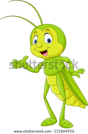 Cartoon Grasshopper Presenting Stock Vector Illustration 515864926