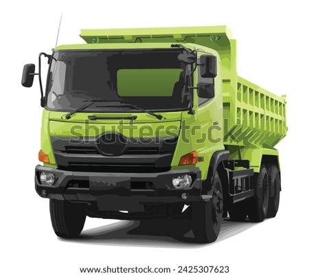 icon sign logo symbol vector template graphic design style concept modern white background white big haul green diesel isolated load dump lorry machine work safety truck trailer
