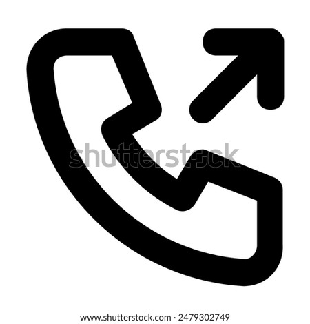 Simple vector icon of Black Phone Outgoing with Phone vector and a out arrow with white background.