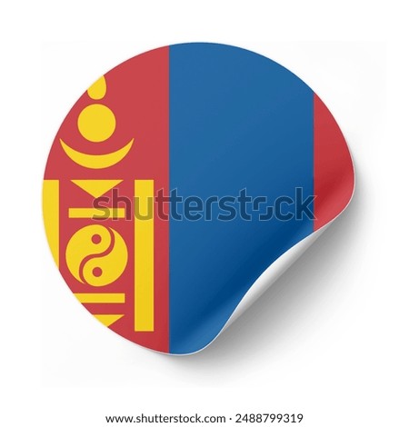 Mongolia Flag sticker. corner Folded Sticker of Mongolian Flag.