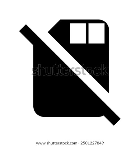 Sim cards or SD cards not allowed vector icon. NO sim or SD card inserted vector icon in black. No memory card.