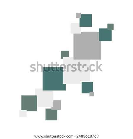 Geometric shape composed of squares of varying sizes. Decorative element for advertising layout, logo, poster, blank and design projects. Set of shades Lucent White.