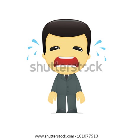 Funny Cartoon Asian Businessman In Various Poses For Use In Advertising ...