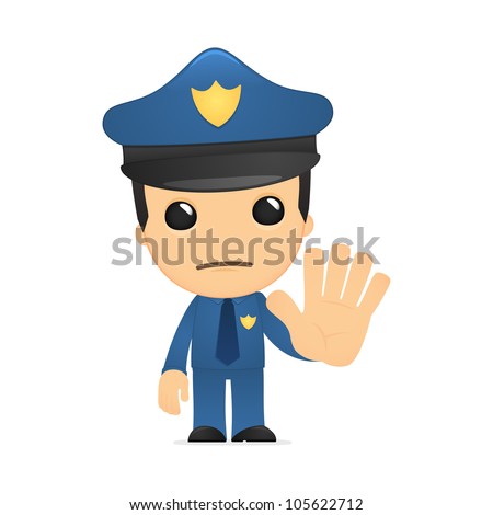 funny cartoon policeman in various poses for use in advertising, presentations, brochures, blogs, documents and forms, etc.