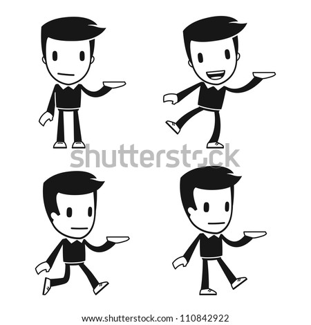funny cartoon helper man in various poses for use in advertising, presentations, brochures, blogs, documents and forms, etc.