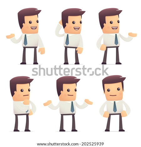 set of manager character in different interactive  poses