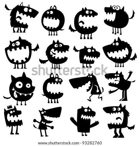 Collection Of Cartoon Funny Vector Animals Silhouettes - 93282760 ...