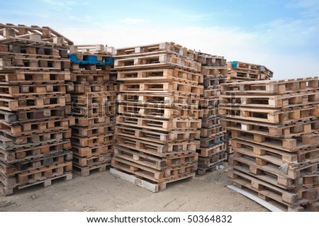 Wooden pallets in an enterprise warehouse.