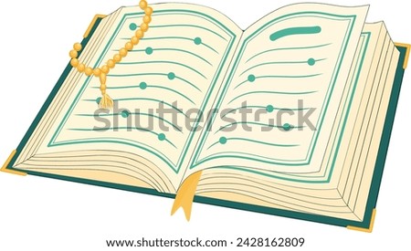 Opened Quran Islamic Book Vector Illustration