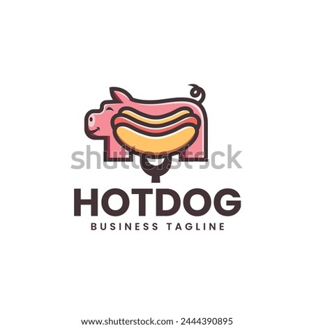 pork hotdog vector logo design