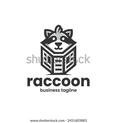 raccoon news vector logo design
