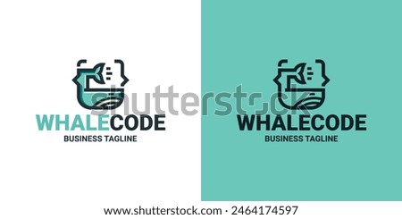 blue whale code logo vector