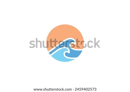 summer design with water and sun logo