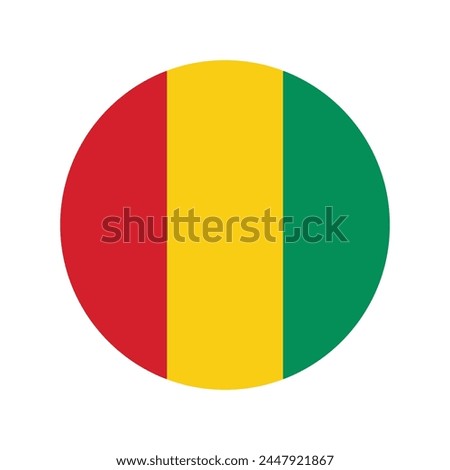 Guinea national flag vector illustration. Guinea  Round flag.
