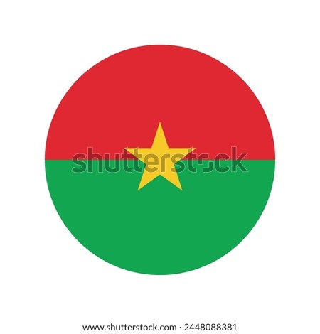 Burkina Faso national flag vector illustration. Burkina Faso Round flag.
