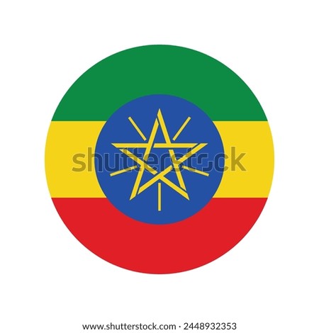 Ethiopia national flag vector illustration. Ethiopia Round flag.
