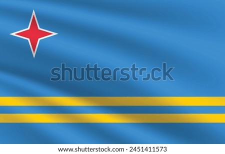National flag of Aruba. Aruba Flag. Waving Aruba flag.
