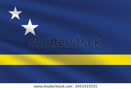 National flag of Curacao. Curacao Flag. Waving Curacao flag.
