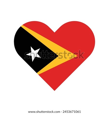National Flag of East Timor. East Timor Flag. East Timor Heart flag. 
