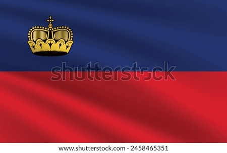 National Flag of Liechtenstein. Liechtenstein Flag. Waving Liechtenstein flag. 

