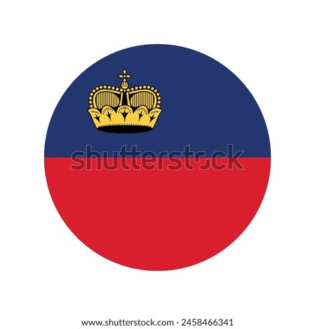National Flag of Liechtenstein. Liechtenstein Flag. Liechtenstein Round flag.
